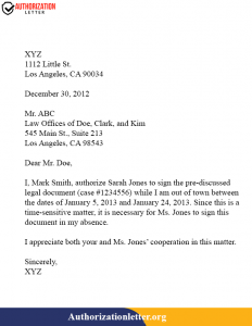 Sample of Authorization Letter Template With Example Sample of Authorization Letter Template With Example
