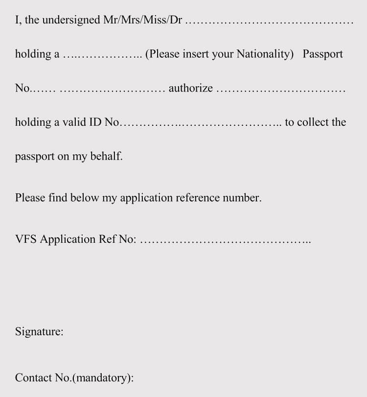 Authorization letter to collect passport from blue dart