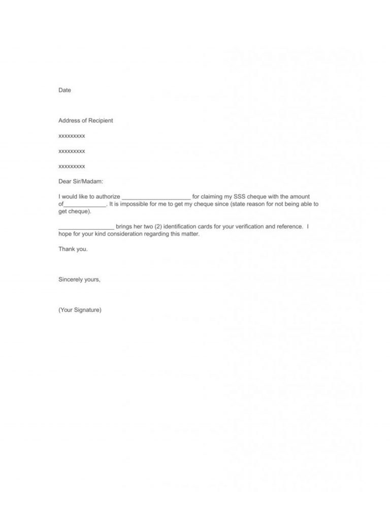Free Sample Authorization Letter Template For Sss Authorization Letter ...