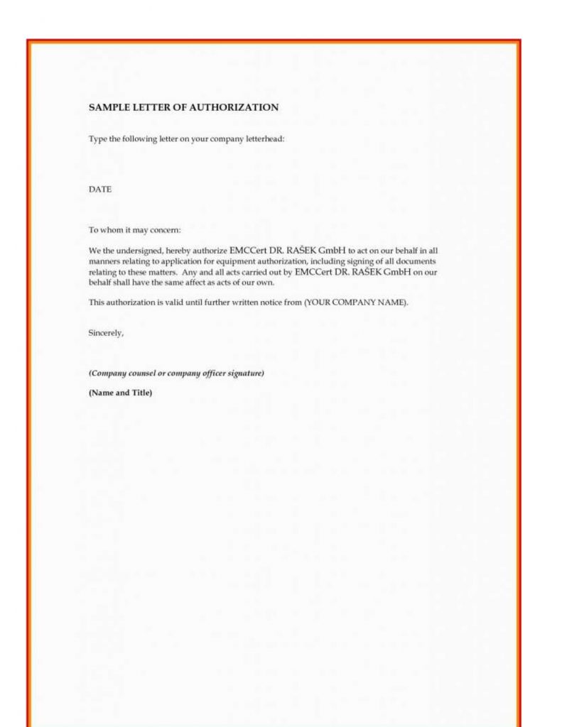 Authorization Letter Sample Printable Formats Forms And Templates Hot Sex Picture 5051