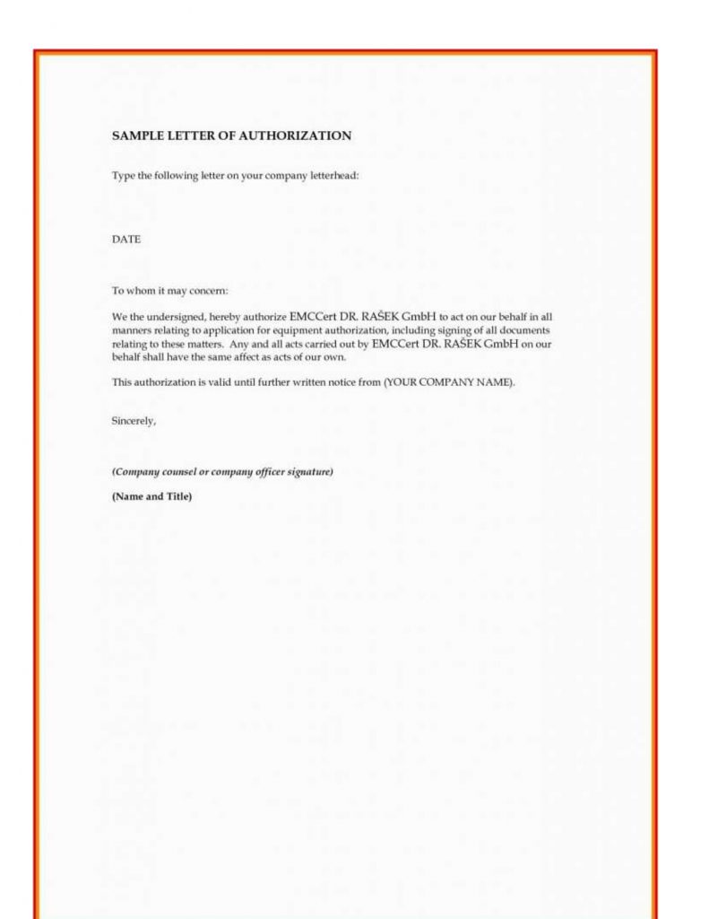 Authorization Letter Sample Printable Formats Forms And Templates Hot Sex Picture 8277