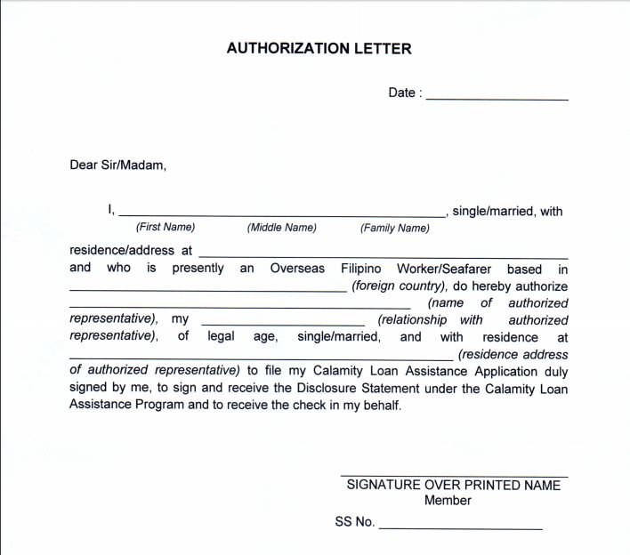 Sss Authorization Letter Vrogue