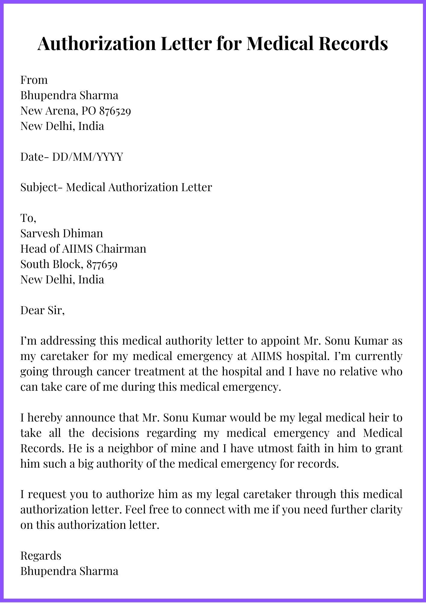 Sample Letter Requesting Medical Records