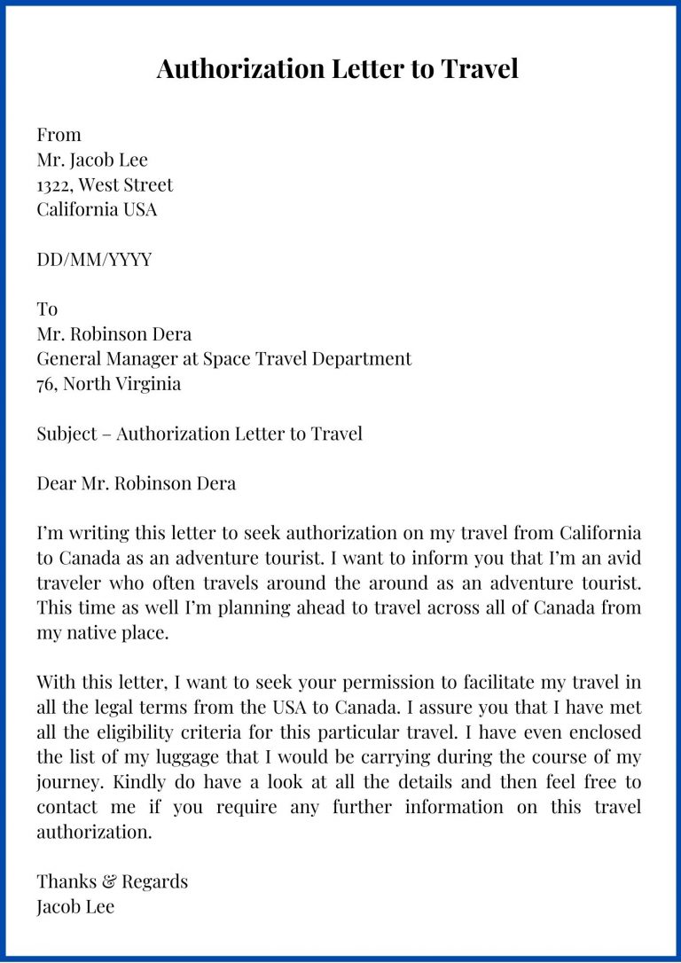 travel abroad letter