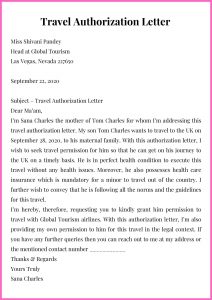 Travel Authorization Letter Sample with Examples Template