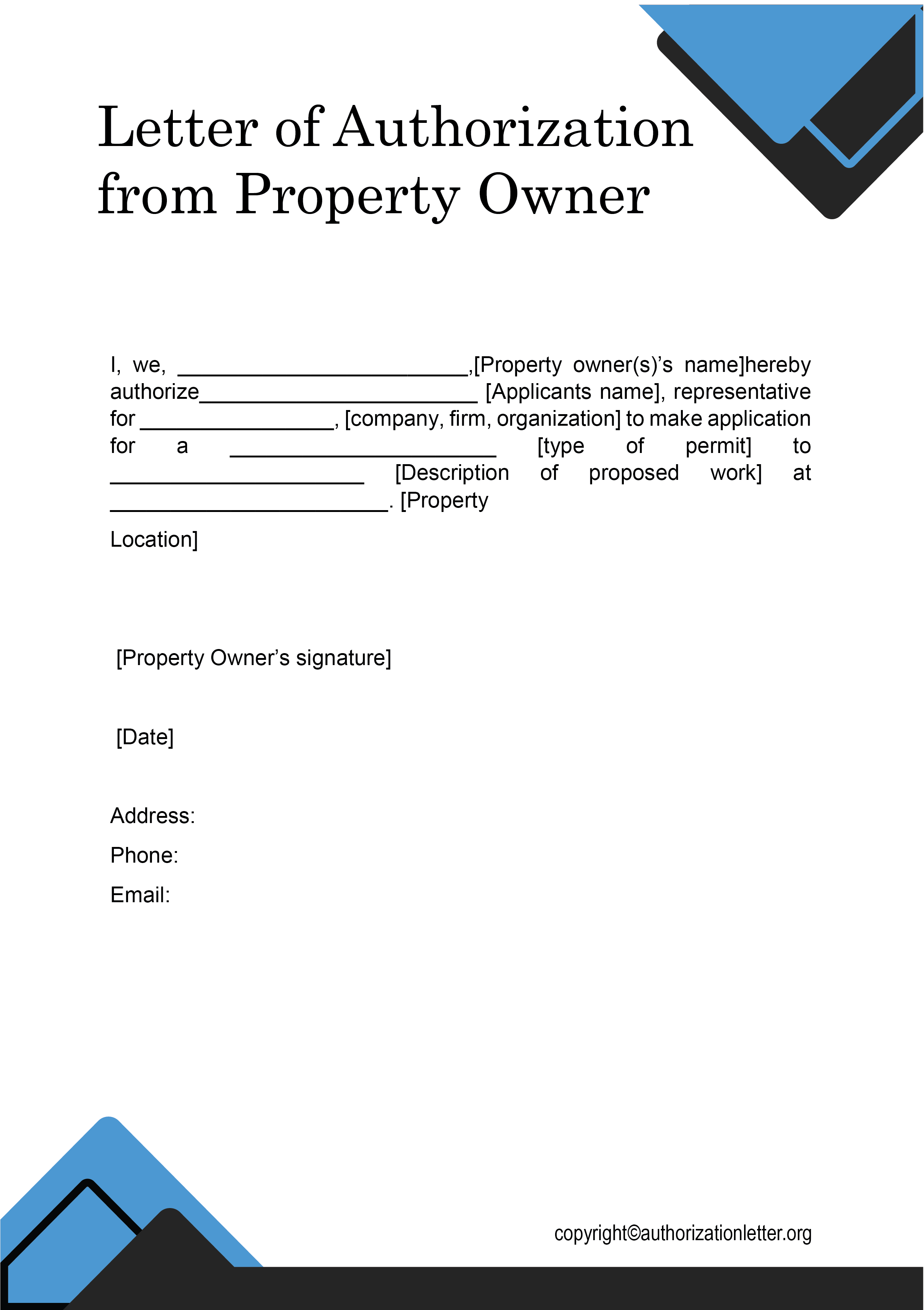 Letter of Authorization from Property Owner